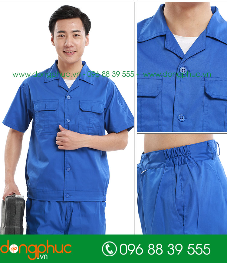 Mẫu bảo hộ màu xanh cộc tay